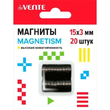 Фото для Магниты для рукоделия deVENTE Magnetism 15х3мм 20шт.ферритовые черные