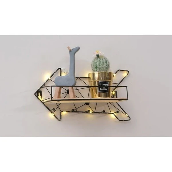 Фото для Вешалка настенная с полкой 26?9 см «Стрелка», крючки декоративные, с подсветкой, 5 крючков, чёрная