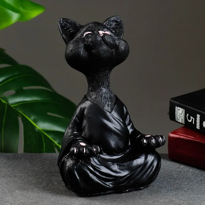 Фигура "Кошка йог" черная, 11х23х6см, 7815818
