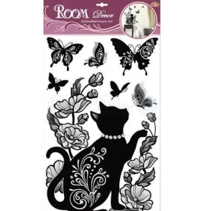 Наклейка Room Decor 60х32 Японская вишня/Тюльпаны/Кошка