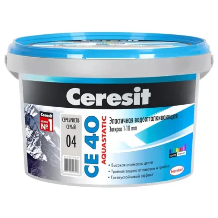 Фото для Затирка цементная Ceresit CE 40/2 водоотталкивающая цвет серебристо-серый