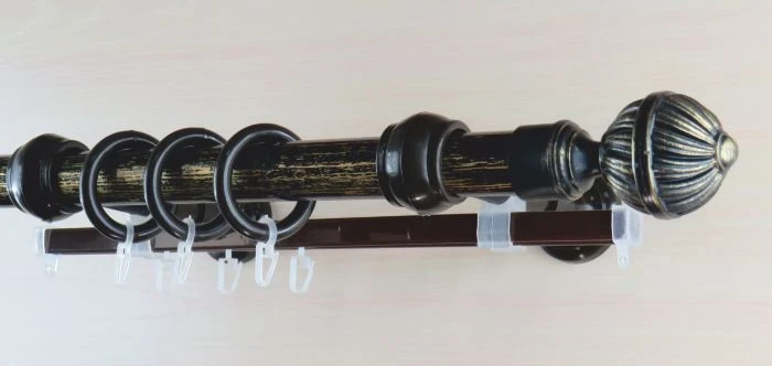 Фото для Карниз двухрядный металл пластик Византия 200 см черный золото-патина