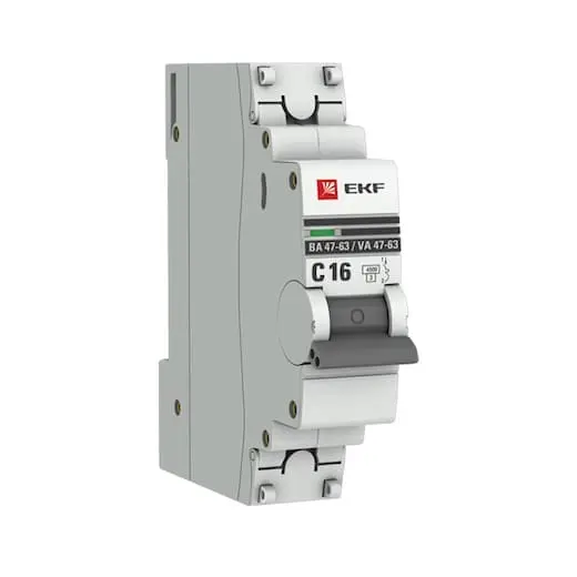 Автоматический выключатель 1P 16А (C) 4,5kA ВА 47-63 EKF