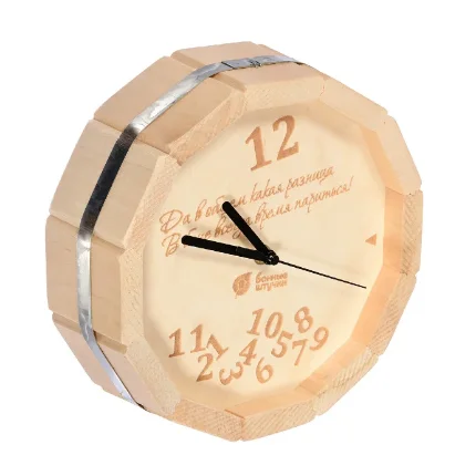 Фото для Часы банные в форме бочки кварцевые, 27х8 см, в ассортименте