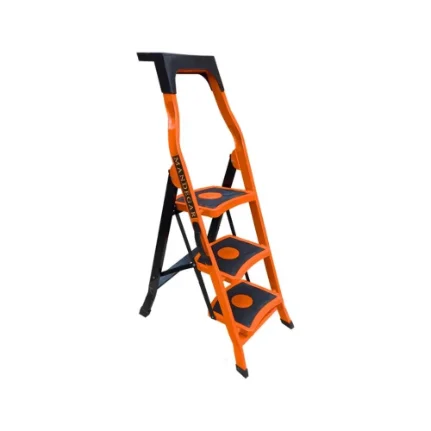 Фото для Стремянка стальная с 3 широкими ступенями SAMA оранжевого цвета (арт.S-3О)