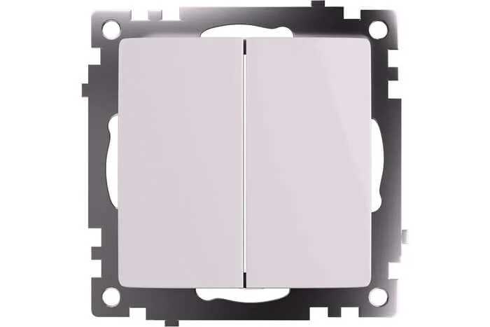 Переключатель 2-клавишный STEKKER (механизм), gls10-7107-01 , 250v, 10а, Катрин, белый, 49166