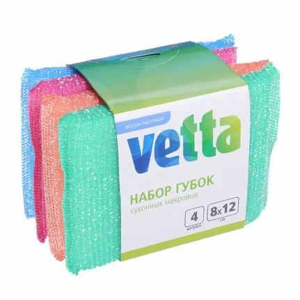 Фото для Набор губок кухонных VETTA, махровых, поролон, 4шт 8х12см, 4 цвета, 441-199