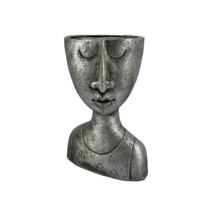 Кашпо - ваза "Голова" 27 см, серебро 1 сорт, 9216095
