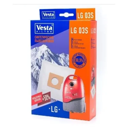 Мешки-пылесборники Vesta filter LG 03 S для пылесосов LG, BORK, Rowenta, 4 шт + 2 фильтра
