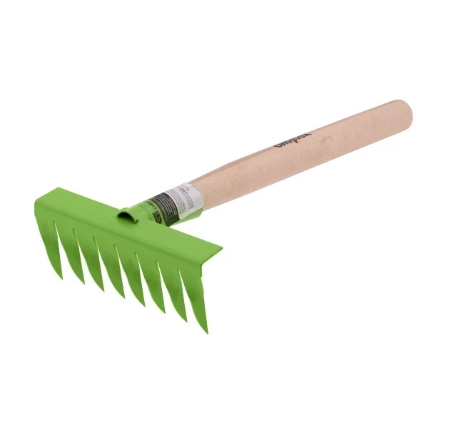 Фото для Грабли витые 8-зубые, 160х385 мм, стальные, деревянная рукоятка, Россия