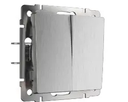 Выключатель Werkel двухклавишный серебряный рифленый WL09-SW-2G