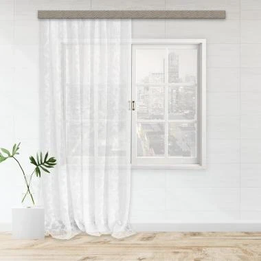 Фото для Штора Witerra тюль лен деворе Листья 150х275 см 1шт, цвет белый, JYB005