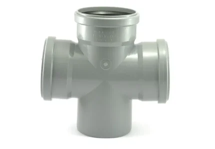Фото для Крестовина канализационная ПП Ду 110 мм 90° с кольцом серый