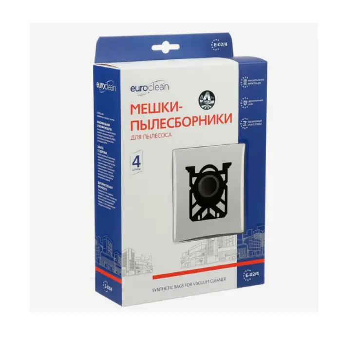 Мешок-пылесборник Euro синтетический, многослойный, 4 шт (Electolux S-Bag) 1533186