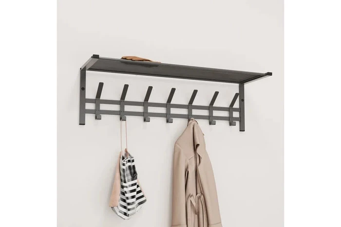 Фото для Вешалка настенная "Торонто 31" 88,5х27х27см, 7 крючков, с полкой, графит