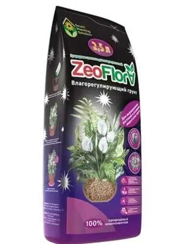 Фото для Влагорегулирующий грунт для выращивания растений в условиях недостатка света "ZeoFlora" 2.5 л