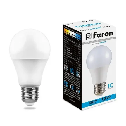 Фото для Лампа светодиодная Feron LB-93 Шар E27 12W 6400K 220V