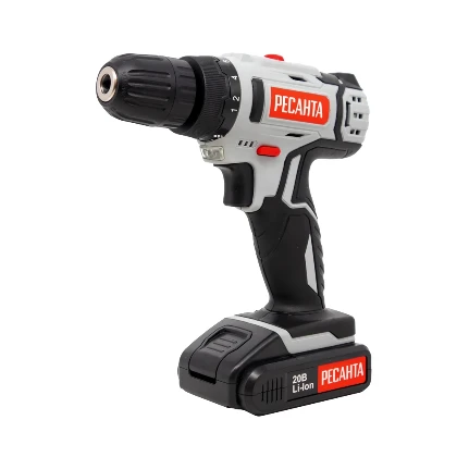 Фото для Дрель-шуруповерт Ресанта ДА-20-2ЛК аккум. патрон\x3A0.8-10мм быстрозажимной, 20В, 55/27Нм, 400-1400об/мин, 2х2Ач Li-ion, сталь-1
