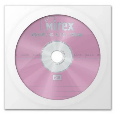 Фото для Диск DVD+RW 4,7Gb 4x Mirex в бумажном конверте UL130022A4C