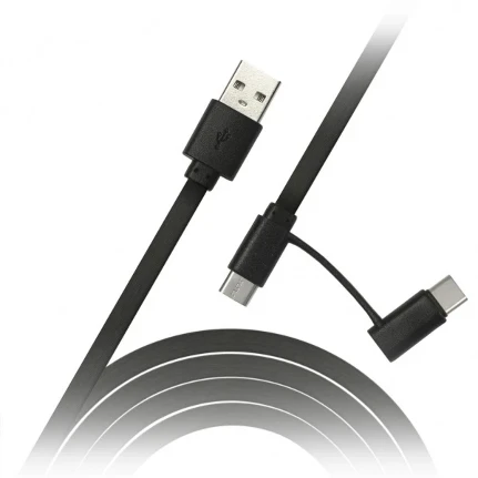 Фото для Дата-кабель комбинированный USB-microUSB+Type-C Smartbuy IK-412 black Длина 1м, Цвет черный, Интерфейс USB 2.0
