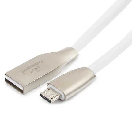 Фото для Дата-кабель USB-microUSB Cablexpert CC-G-mUSB01W-3M Длина 3м, Цвет белый, Силиконовый ромбовидный шнур, Интерфейс USB 2.0