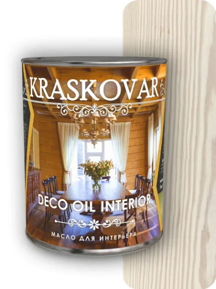 Фото для Масло для интерьера Kraskovar Deco Oil Interior белоснежный 0,75 л