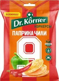 Фото для Чипсы Доктор Кернер 50гр кукурузно-рисовые с паприкой и чили*28