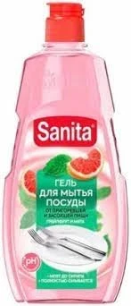 Фото для Гель д/мытья посуды от засох пищи и жира Санита 450гр Грейпфрут/мята*20