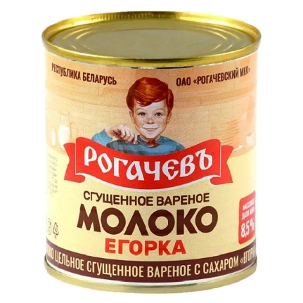 Фото для Молоко сгущенное вареное Рогачев Егорка 360гр цельное с сахаром 8,5% ж/б*30 (БЗМЖ)