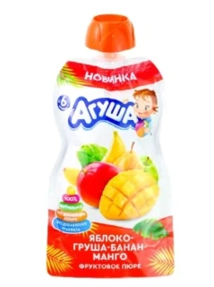 Фото для Пюре Агуша 90гр Яблоко/груша/банан/манго*10
