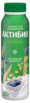 Фото для Йогурт Актибио 260гр 1.6% черника/семена льна*9