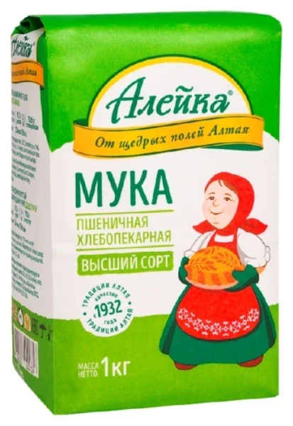 Фото для Мука Алейка 1кг пшеничная в/с Алтай*8