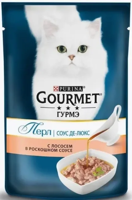 Фото для Влажный корм Gourmet Перл Соус Де-люкс для кошек, лосось, 85 г