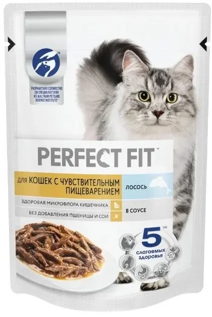 Фото для Perfect Fit Влажный корм для взрослых кошек с говядиной в соусе, 75 г