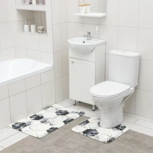 Фото для Набор ковриков для ванны и туалета SAVANNA Мраморные грани 40х50см/50х80см 2 шт