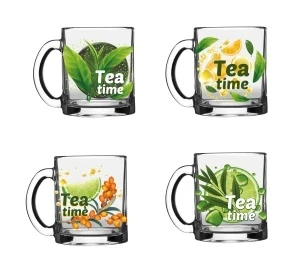 Фото для Кружка стекло 320 мл Чайная ГИБИСКУСЫ 1/24 шт