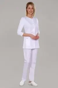 Фото для Костюм мед. жен.мод.177СТА цв.белый, трикотаж р.58/170(ЧЗ)