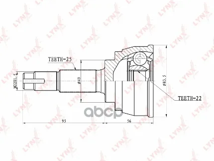 Фото для Шрус Ni [Ni-68] 22x49x25 Lynx Co-5700 [=Ni-68/Ni-068] Micra March K12 2002- LYNXauto арт. CO-5700