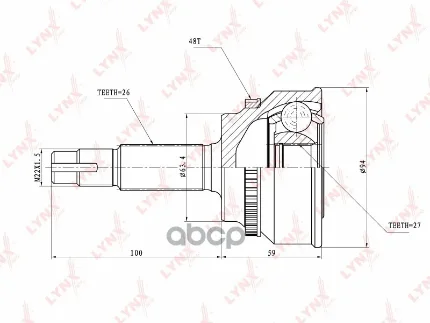 Фото для Шрус To [To-61a48] 27x63.1x26 Lynx Co-7522a Ipsum Acm21 2az LYNXauto арт. CO-7522A