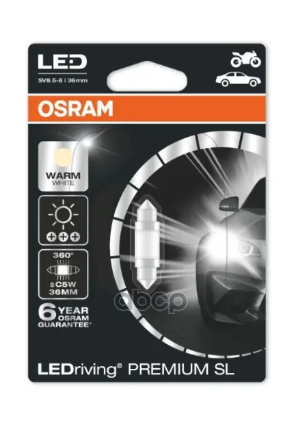 Фото для А/Лампа C5w 12v 5w (Sv8,5/8; T11x36 ) Салонная Osram 6498ww-01b 4000k Светодиодная Osram арт. 6498WW-01B