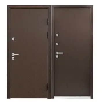 Дверь металлическая медь 8019, левая, фурнитура хром 880*2050 ТОРЭКС  