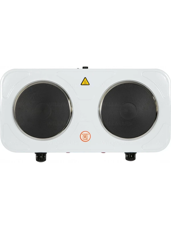 Электрическая плита WILLMARK 2 чугунные конфорки 155 мм, корпус из нержавеющей стали, белый НS-210W