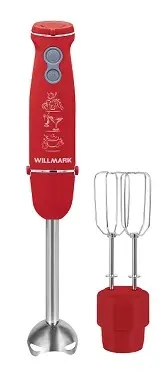 Блендер WILLMARK WHB-1110RS Красный (1000Вт, НАСАДКА МИКСЕР ,турбо кнопка, рег. скор., soft touch)