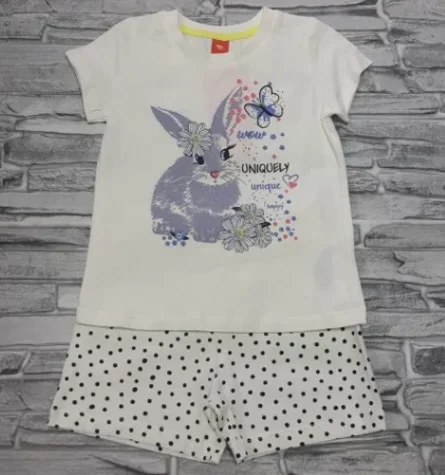Комплект для девочки(футболка + шорты) принт "Кролик" 104,110,122 хлопок