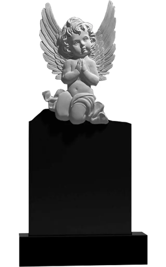 Детские памятники на могилу гранитные черные ВАР-237 "Ангел" (премиум-класс)
