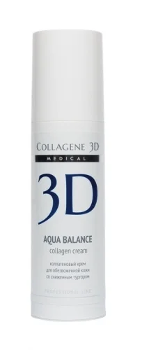 Коллаген 3D Коллагеновый крем AQUA BALANCE для обезвоженной кожи лица со сниженным тургором, 150 мл.