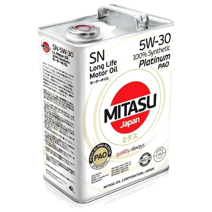 Фото для Масло моторное Mitasu Platinum PAO+ 5w30, синтетическое, API SP/CF, ACEA C3, универсальное, 4л, арт. MJ-111/4