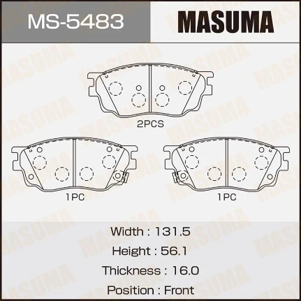 Фото для Колодки тормозные дисковые Masuma передние, комплект на ось (4 шт), арт. MS-5483