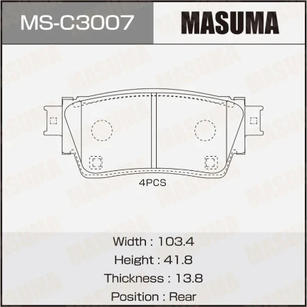 Фото для Колодки тормозные дисковые Masuma, задние, для Mitsubishi Outlander / Eclipse Cross, комплект на ось (4 шт), арт. MS-C3007