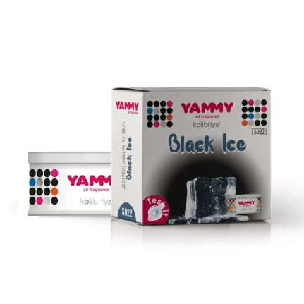 Фото для Ароматизатор на торпедо Yammy Black Ice (Мужской), меловой, баночка, арт. S022
